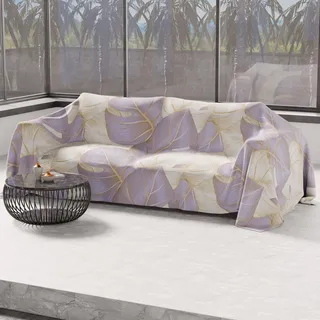 PETTI Artigiani Italiani - Sofadecke und Überwurf aus Mikrofaser – Vielseitige Tagesdecke für Sofa, Bett und Tisch, Waschbar, Schützend, Made in Italy, Tropical 05 Lila, 220 x 270 cm