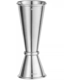 HENDI Barmaß, Messbecher, Doppelmaß: 2,5cl und 5,0cl, mit Befestigungsring für mehr Gewicht und Stabilität, ø45x(H)110mm, Edelstahl