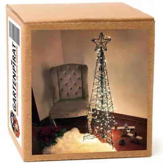 Gartenpirat Moderner Weihnachtsbaum 150 cm Pyramide aus Metall mit Lichterketten 264 LED