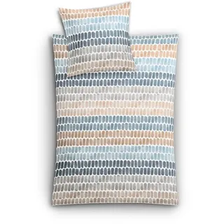 KLEINE WOLKE Bettwäsche Solid Mako-Satin Sand-beige-blau Größe 1x 135x200 cm (511244)