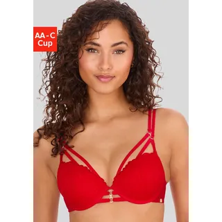 Push-up-BH JETTE, Damen, Gr. 70, Cup B, rot, Spitze, Obermaterial: 60% Polyamid, 35% Polyester, 5% Elasthan, BHs Push-up-BH, mit Bügel und aufregenden Ring- und Bänderdetails, sexy Dessous