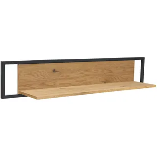 Carryhome Wandboard , Schwarz, Eichefarben , Holz, Metall, Holzwerkstoff , Eiche , furniert, massiv , 120x22x24 cm , Fsc , Wohnzimmer, Wohnwände, Wohnwand-Serien