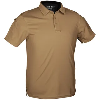 Mil-Tec Tactical Quick Dry Poloshirt Herren • Kurzarm Polo mit Klettfläche & Ärmeltaschen • Atmungsaktives, schnelltrocknendes Funktionsshirt • T-Shirt für Freizeit, Einsatz, Arbeit • Dark Coyote, 3XL