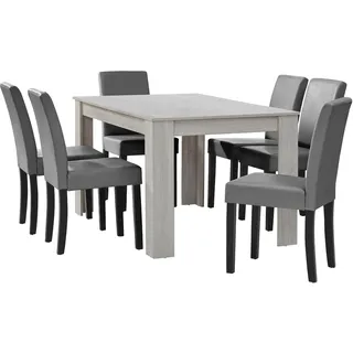 [en.casa] Forssa 7-tlg. 140x90 cm Eiche weiß/hellgrau (51966325)