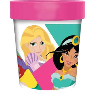 Tataway Disney Pink Plastikbecher für Mädchen Prinzessinnen Jasmine Rapunzel Belle Schneewittchen Ariel Cinderella Dornröschen 260 ml mit rutschfestem Boden