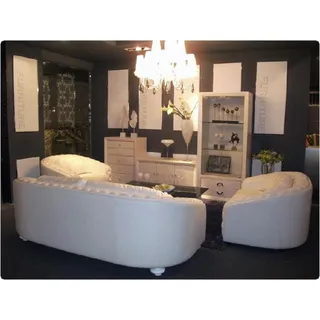 Luxus Chesterfield Sofagarnitur 3+2+1 Ledersofa Sofa Couch Polster Sitz Garnitur - Beige