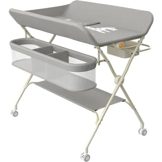 Wickeltisch, zusammenklappbar, mit Aufbewahrungskorb, Struktur aus Eisen, max. Belastung 25 kg, für Neugeborene, ergonomisches Design, Wickeltisch, 75 x 68 x 83–91 cm (A) Grau