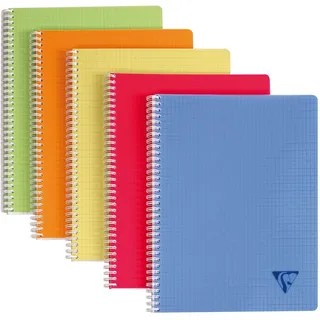 Clairefontaine 328126C - Doppelspiralbuch / Collegeblock Linicolor FRESH, 90 Blatt kariert, DIN A4+ 22,5x29,7 cm, Hardcover, farbig sortiert, 1 Stück
