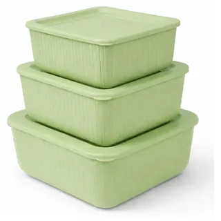 Frischhaltedose mit Deckel 3er Set Luftdicht "BPA-Frei" aus Kunststoff FoodPrep Meal Prep Vorratsdose Clip und Close - Grün - Grün