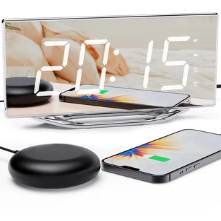 ROCAM Extrem Lauter Vibrationswecker Bettschüttler für Gehörlose/Tiefschläfer/Schwerhörige, Laut Wecker für Tiefschläfer, Digital Uhr mit Snooze, Dimmer, Batterie Backup