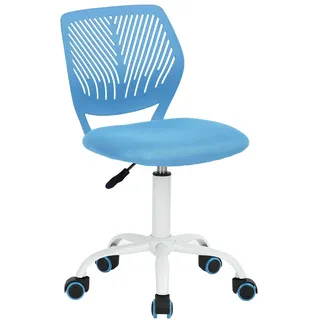 FurnitureR Modern, Arbeit ohne Armlehne, ergonomisch, höhenverstellbar, drehbar, Büro, Arbeitszimmer, Blau, Metall, Blau, 38,5 cm x 40 cm x 75 – 87 cm