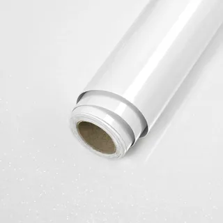 ReeyderArt Weiß Glänzende, wasserdichte Glitzer Klebefolie Selbstklebende Tapete für Arbeitsplatten, Schränke, Regale, Tische, Kleiderschränke und Wände 60 x 200 cm