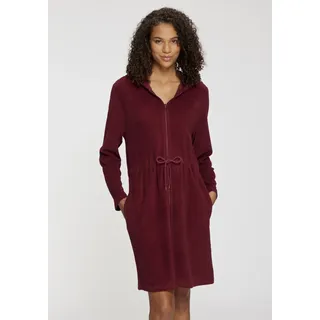 Bademantel, Damen, Gr. 48/50, rot (bordeaux), Graumeliert (Obermaterial): 70% Baumwolle, 30% Polyester. Obermaterial: 80% Baumwolle, 20% Polyester. Futter: 60% Baumwolle, 40% Polyester. Futter 2: 90% Baumwolle, 10% Polyester. Kapuze: 60% Baumwolle, 40% Polyester. Taschenbeutel: 60% Baumwolle, 40% Polyester, VIVANCE DREAMS BY LASCANA, unifarben, Midilänge, Hausmäntel Bademantel, mit Kordelzug