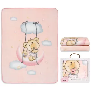 Interbaby Kinderdecke - Babydecke winter für Wiege "Osito Nube rosa" · 110x140 cm · Kuscheldecke flauschig weiche decke baby für kinderbet