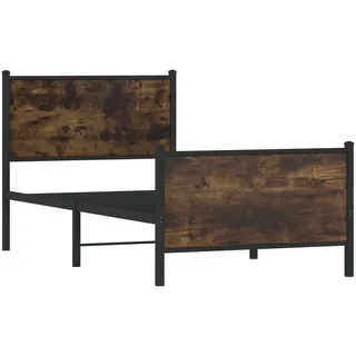 vidaXL Metallbett ohne Matratze Räuchereiche 90x200 cm - Braun