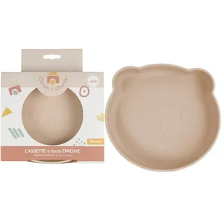 DORON & CHARLIE - Suppenteller - Kinderessen - 056722 - Beige - Silikon - Saugnapf - Mikrowellenkompatibel - Waschmaschine - Leicht zu reinigen - Babyteller - Ab 6 Monaten