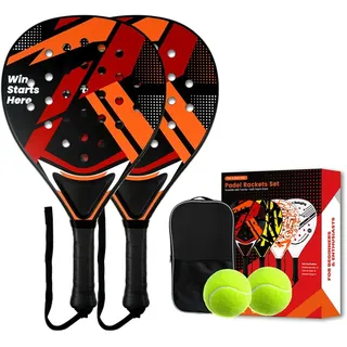 Jouryvue Padel Schläger-Set mit ABS-Oberfläche und Eva-Schaumkern, für Erwachsene, inklusive Zwei Bällen und Tragetasche, ideal für Beach & Court