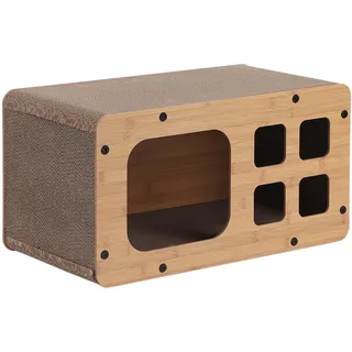 Dehner Lieblinge Kratzpappe Tesoro, Katzenkratzbrett robust, Kratzmöbel für Katzen, ca. 53.5 x 28 x 28 cm, aus FSC®-zertifizierter Wellpappe, braun