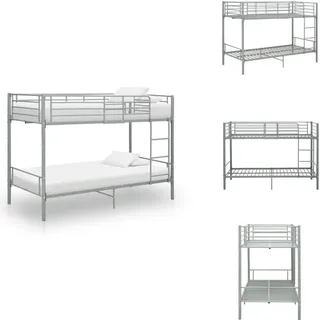vidaXL Etagenbett Grau Metall 90×200 cm - Betten & Bettgestelle - Grau