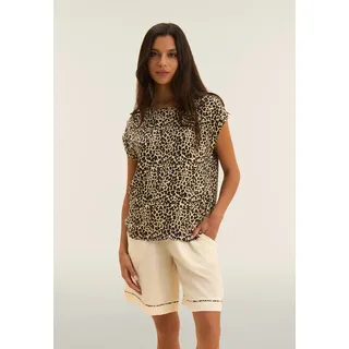Freddy Rundhalsshirt mit allover Leoprint und Glitzerlogo, leopard