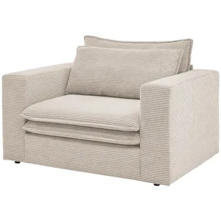furn.design Loveseat Sessel Pesaro Cord 125 x 83 x 91 cm Beige mit Hocker