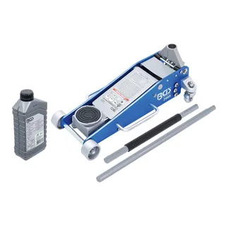 Bundle aus BGS 71036 | Hydrauliköl | mineralisch | HLP 46 | 1 l + BGS 2889 | Rangier-Wagenheber | 2,5 t | hydraulisch | Hubhöhe 100-460 mm | Aluminium-Stahl | Hydraulik mit Doppelhubkolben