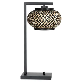 Tischlampe - schwarz - Stang - bambus metall - nachttischlampe - E27 - 4461ZW - Steinhauer - Schwarz