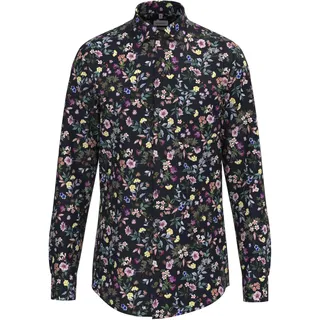 Businesshemd SEIDENSTICKER "Regular", Herren, Gr. L41, normale Ärmellängen, grau, 100% Baumwolle, geblümt, regular fit, 2-Knopf-Manschette, Hemden Businesshemd, Regular 1/1 Kentkragen Floral