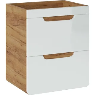 Badezimmerschrank für Waschbecken 50 cm Eiche Craft weiß glänzend - Weiß
