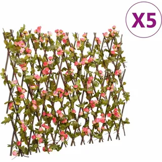 Rankgitter mit Künstlichem Efeu 5 Stk. Erweiterbar 180x60 cm - Rosa, Dunkelrosa