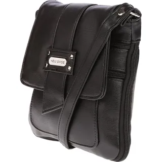 Kleine praktische Herren Damen Tasche Umhängetasche Schultertasche Sling Bag Schwarz - Schwarz