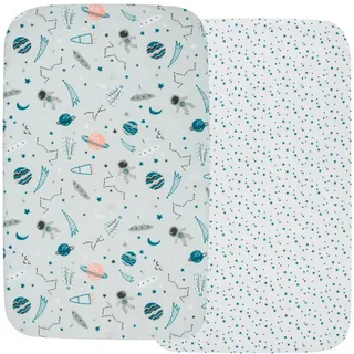 FlyIdeas 2-teiliges Spannbettlaken-Set für Kinderwagen, Stubenwagen & Moseskörbe 75x35 cm – 100% Baumwolle, Weich & Atmungsaktiv – Perfekt für ovale Matratzen
