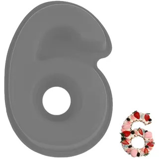 YXHZVON Kuchenform Zahlen Silikon Backform Zahl 6, Number Cake Backform, Groß 3D Zahlen Tortenform, Antihaftige DIY Motivbackformen für Kindergeburtstag, Hochzeit Jubiläum(Grau)