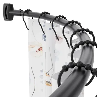 Chrsouly Verstellbare gebogene Duschstange, 106,7–188 cm, extra breite Duschvorhangstange, rostfrei, Premium-Edelstahl, gebogene Duschstange für Badezimmer, muss gebohrt werden, schwarz