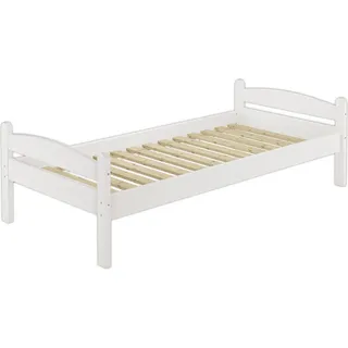 Stabiles Bett Kiefer massiv weiß 90x200 Einzelbett Bettrahmen Futonbett Zubehör wählbar V-60.32-09WRollrost inkl.