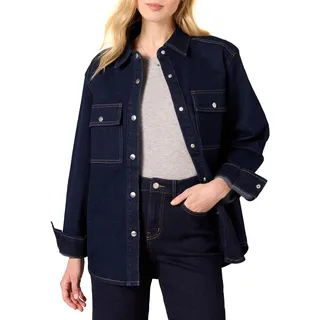Amazon Essentials Damen (Demis Favorit) Oversize-Jeans-Shirt-Jacke Schwerer Stoff, Rinse Waschung, S