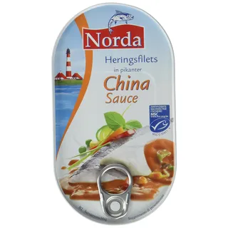 Norda Heringsfilets China, 13er Pack Konserven, Fisch in pikanter Gemüsesauce