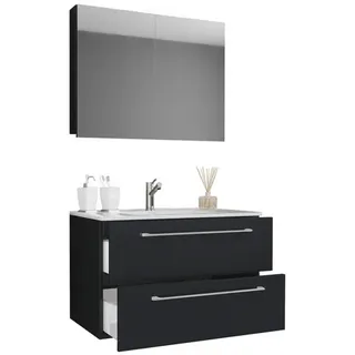 VCM Badmöbel-Set Badinos 3-tlg. Schwarz