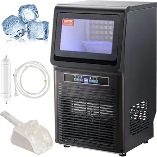 Vevor Kommerzieller Eiswürfelbereiter Eismaschine 34 kg / 24 h, Leichte Würfeleismaschine 5,6 kg Eisspeicherkapazität 36 Stk. Eiswürfel, Edelstahl Eiswürfelbereiter inkl. Wasserfilter & Eisschaufel