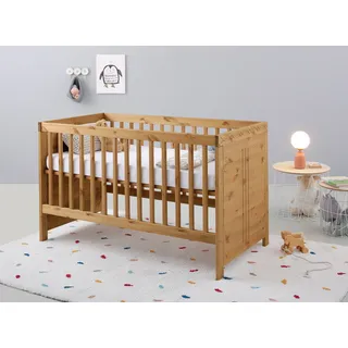 LÜTTENHÜTT Babybett »Indra, Schlupfsprossen, 4-fach verstellbare Liegehöhe,«, FSC® zertifiziertes Massivholz, Landhausstil mit tollen Details, beige