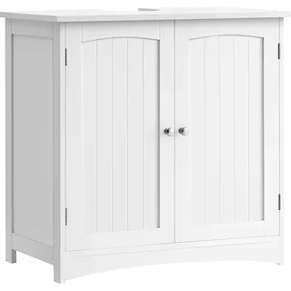 VASAGLE Waschbeckenunterschrank, Unterschrank, Badezimmerschrank, 40 x 70 x 70 cm, 2 Türen, Badschrank, höhenverstellbare Ablage, weiß BBC011W01