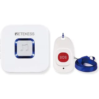 Retekess TH101 Drahtloses Notrufsystem Winziger SOS-Pager-Taste und Türklingelempfänger Geschenk für Ältere Kinder Schwangere Frauen in Familie Krankenhaus