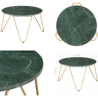 vidaXL Couchtisch Grün 65x65x42 cm Echtstein in Marmoroptik - Couchtisch - Couchtische - Kaffeetisch - Kaffeetische - Grün