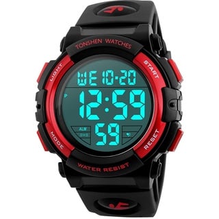 TONSHEN Herren Uhr Digitaluhr Sportuhr LED Outdoor Militär 50M Wasserdicht Uhr für Männer Plastik Armbanduhr Große Anzahl Zifferblatt Stoppuhr Datum