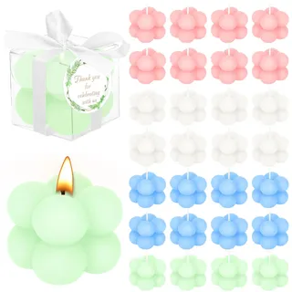 30 Sets Bubble-Kerzen als Hochzeit Gastgeschenke, Ästhetische Mini Duftkerzen mit Grußkarte, Schleife & Geschenkbox, Party Favors Dankesgeschenke für Gäste bei Bridal Shower & Party, 4 × 3,5 cm