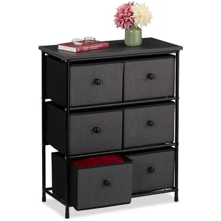 Relaxdays Sideboard 60 x 73 x 32 cm grau / schwarz