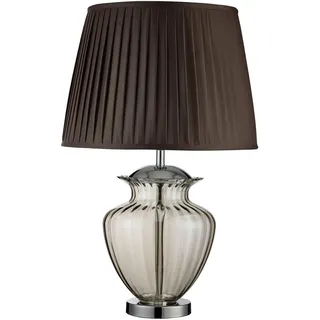 Tischleuchte , Braun, Chromfarben, Bernsteinfarben , Metall, Glas, Textil , 69 cm , Schnurschalter , Lampen & Leuchten, Innenbeleuchtung, Tischlampen, Tischlampen