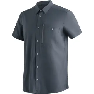 Funktionshemd MAIER SPORTS "Magos S/S M", Herren, Gr. 50, Normalgrößen, grau, 94% Polyester, 6% Elasthan, Hemden Funktionshemd, Herren Hemd kurzarm, leichtes Freizeithemd, Kurzarmhemd, Körperbetont
