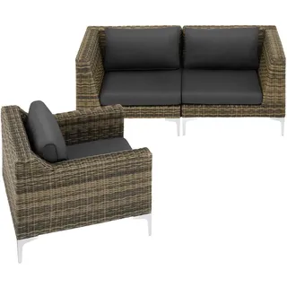 tectake Garten-Lounge-Set Villanova,kein Aufbau,anthrazit-meliert , Kunststoff , Gartenmöbel, Gartengarnituren, Gartenmöbel-Sets