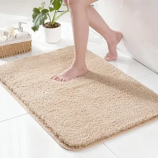Exclusivo Mezcla Badematte Badteppich Weiche rutschfeste und Saugstarke Mikrofaser Fußmatte, Waschmaschinenfest und Schnelltrocknend für Badezimmer, Dusche und Wohnraum, 50x80 cm, Einfarbig Kamel